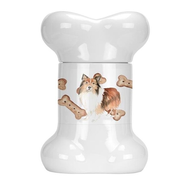 Carolines Treasures Carolines Treasures CK2330BSTJ Sheltie Bone Shaped Treat Jar - CK2330BSTJ