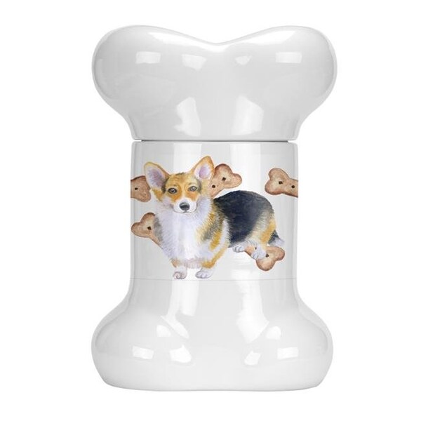 Carolines Treasures Carolines Treasures CK2222BSTJ Pembroke Corgi Bone Shaped Treat Jar - CK2222BSTJ