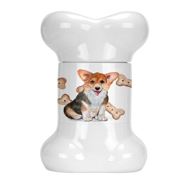 Carolines Treasures Carolines Treasures CK2378BSTJ Corgi Puppy Bone Shaped Treat Jar - CK2378BSTJ
