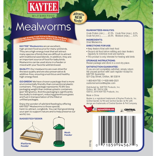 Kaytee Products Kaytee Bluebird Dried Mealworm Mealworms 3.5 oz - 100509357