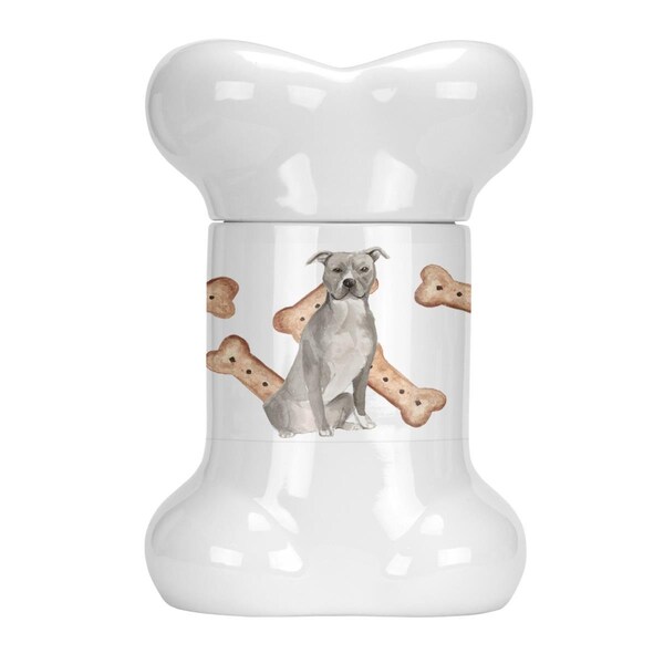 Beaugalan Staffordshire Bull Terrier Staffie Bone Shaped Treat Jar - Ceramic - BE2898669