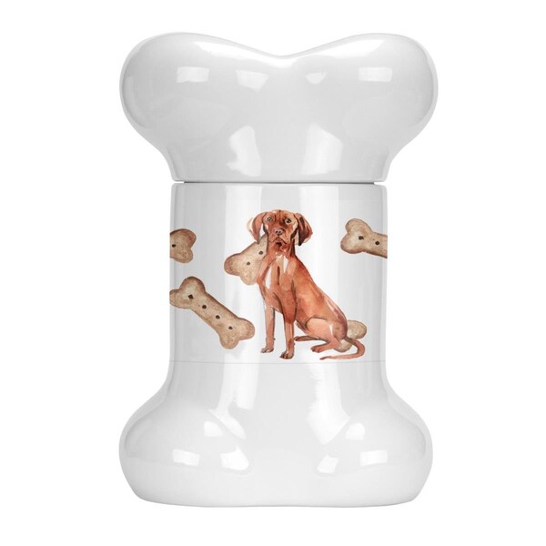 Beaugalan Vizsla Bone Shaped Treat Jar - Ceramic Dog Treat Container - 9 Inches Tall - BE2886485