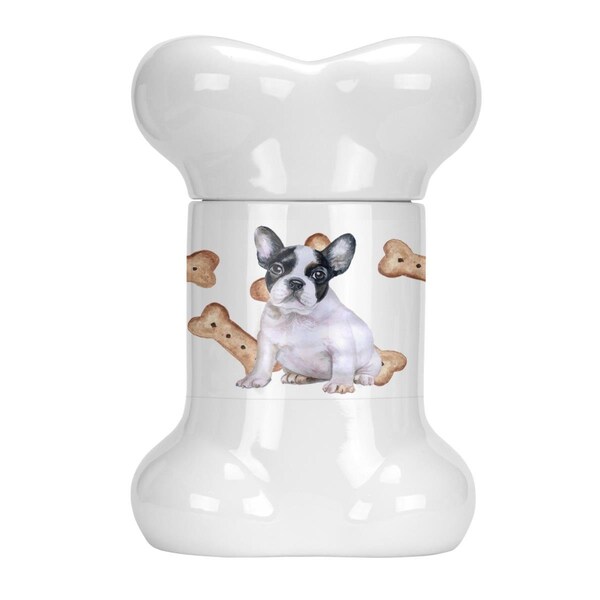 Beaugalan French Bulldog Black & White Bone Shaped Treat Jar - BE2885553