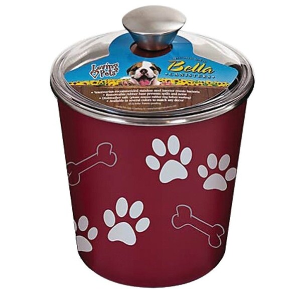 Loving Pets Pet Treat Canister, Plastic/Stainless Steel, Merlot - 7480
