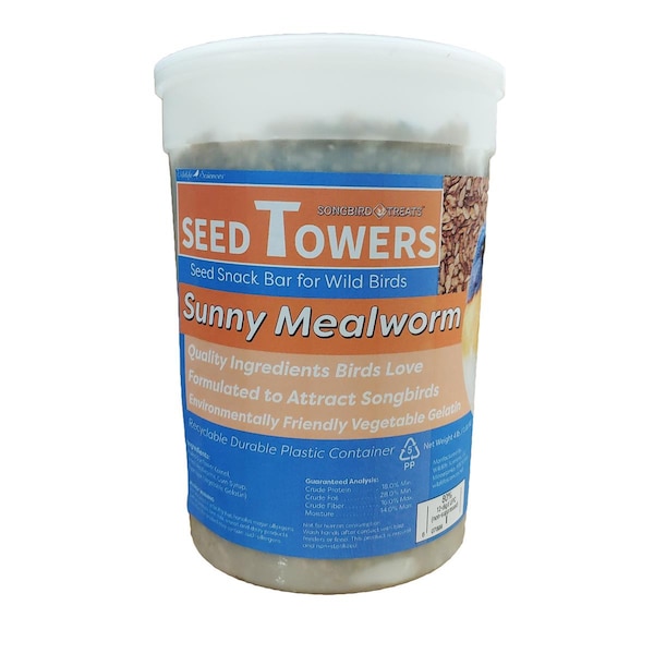 Wildlife 8 oz Songbird Treat Seed Tower Sm Sunny Mealworm Mp12 Bird Food - 313906