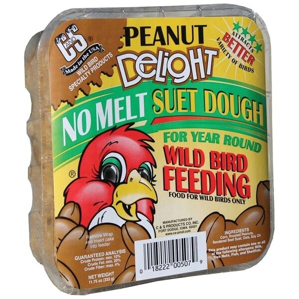 C&S Products No Melt Suet Dough Delights Bird Suet, Peanut Flavor, 1175 oz - CS12507