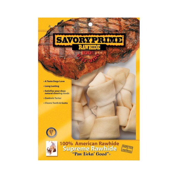 Savory Prime Savory Prime Supreme Medium Adult Knotted Bone Rawhide 6-7 in. L 6 pk - 996