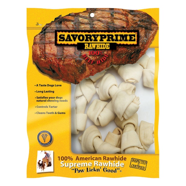 Savory Prime Savory Prime Supreme Small Adult Knotted Bone Rawhide 4-5 in. L 10 pk - 995