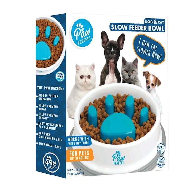 Paw Perfect Slow Feeder White Plastic 16 oz For Cats/Dogs White - 8643