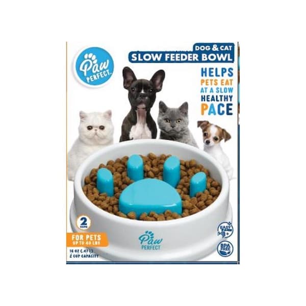 Paw Perfect Slow Feeder White Plastic 16 oz For Cats/Dogs White - 8643