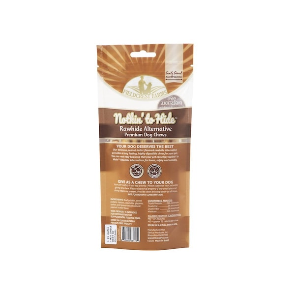 Fieldcrest Farms Nothin' to Hide Twist Stix Dog Chew Treats, Peanut Butter, 10PK - 170