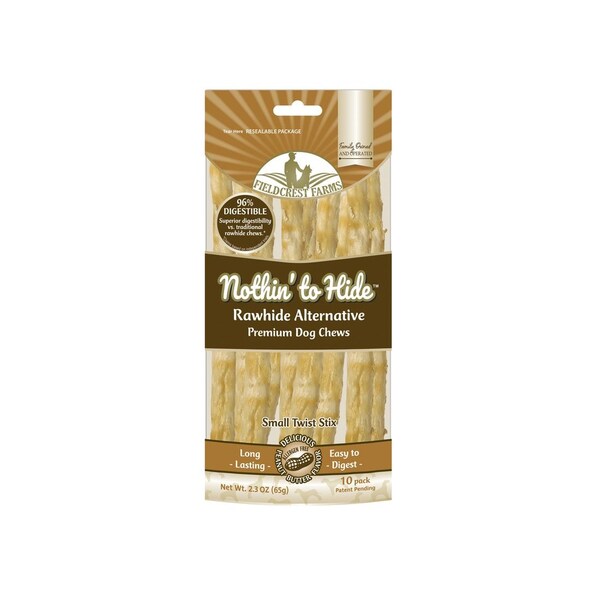 Fieldcrest Farms Nothin' to Hide Twist Stix Dog Chew Treats, Peanut Butter, 10PK - 170