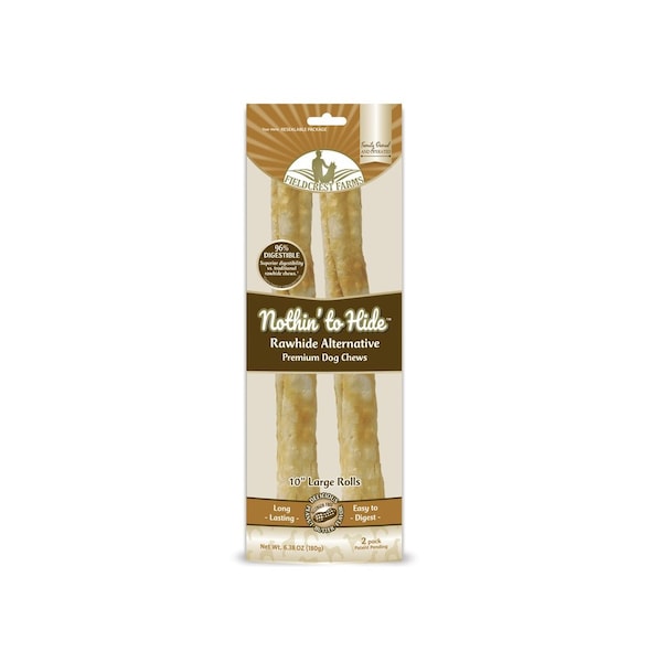 Fieldcrest Farms Nothin' to Hide Dog Chew Treat Rolls, Peanut Butter Flavor, Large 10-In Pair - 169