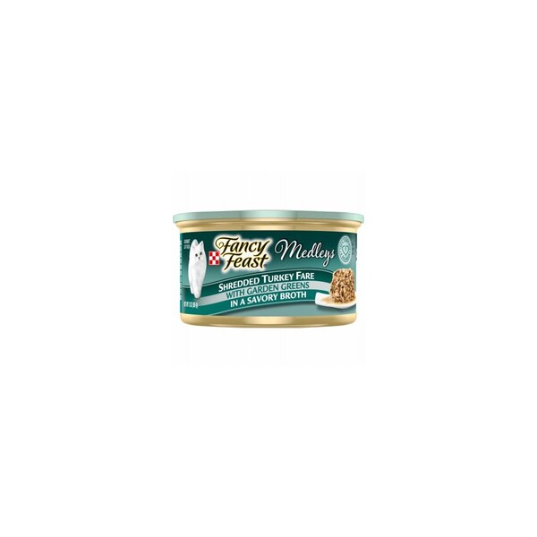 American Distribution & Mfg Co Medley Wet Cat Food Shredded Turkey Fare With Garden Greens, 3-oz. - 57048