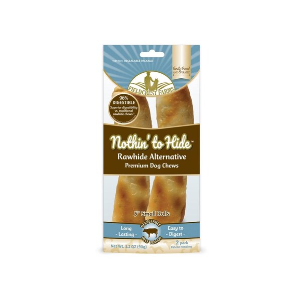 Fieldcrest Farms Nothin' to Hide Dog Chew Treat Rolls, Beef Flavor, Small 5-In Pair - 151
