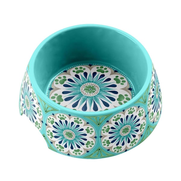 Tarhong Carmel Medallion Pet Bowl Medium - Turquoise Set of 2 - PVA3071PBMRT
