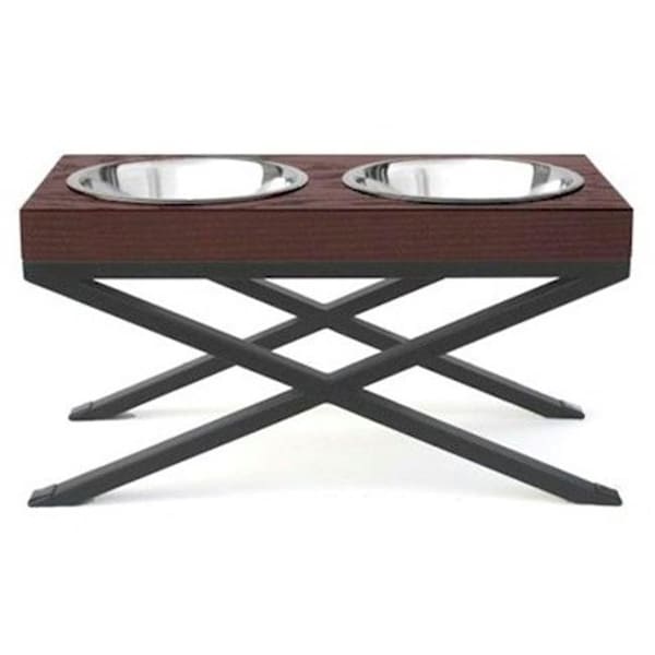 Pets Stop Pets Stop RDB20 Woodsman Double Raised Dog Bowl - Small - RDB20