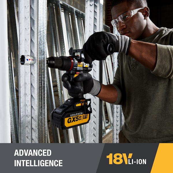 Caterpillar Cat 18V 1 FOR ALL 1/2 in. Cordless Hammer Drill with Brushless Motor and Graphene Battery - DX13