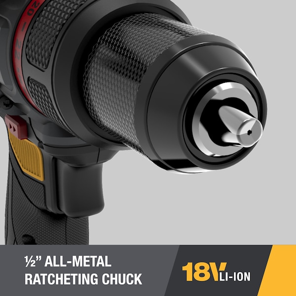 Caterpillar Cat 18V 1 FOR ALL 1/2 in. Cordless Hammer Drill with Brushless Motor and Graphene Battery - DX13