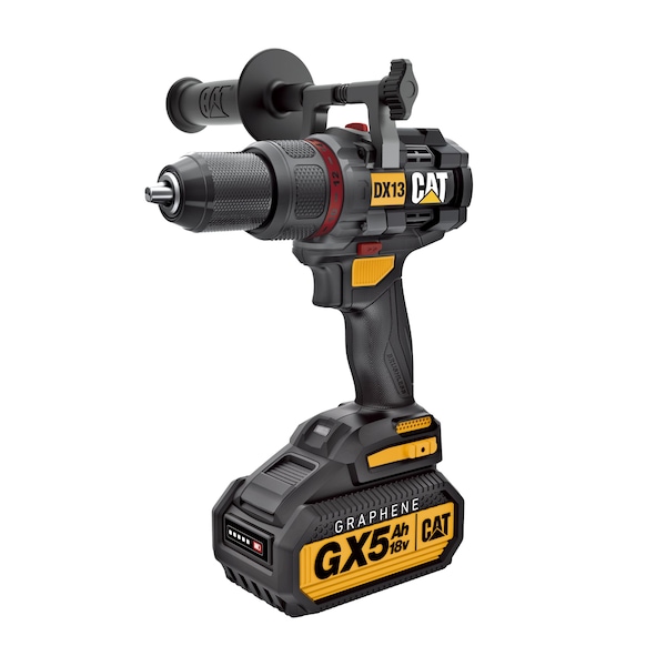 Caterpillar Cat 18V 1 FOR ALL 1/2 in. Cordless Hammer Drill with Brushless Motor and Graphene Battery - DX13