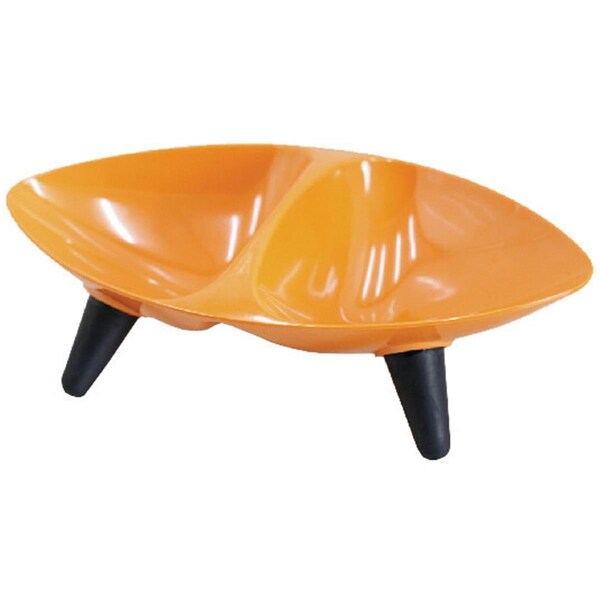 Petpurifiers S3ORDBP Melamine Couture Sculpture Double Food and Water Dog Bowl, Orange - PE117117