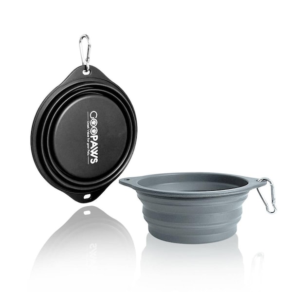 Goopaws Silicone Non-Skid Dog and Cat Bowl, 2PK - GDB-16BKGR