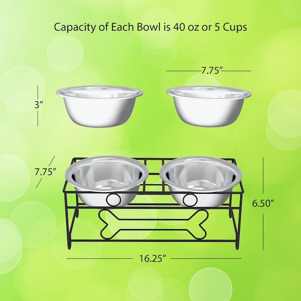 Pet Adobe Pet Adobe Modern Double Elevated Dog Bowls, Black - 177748ZMA