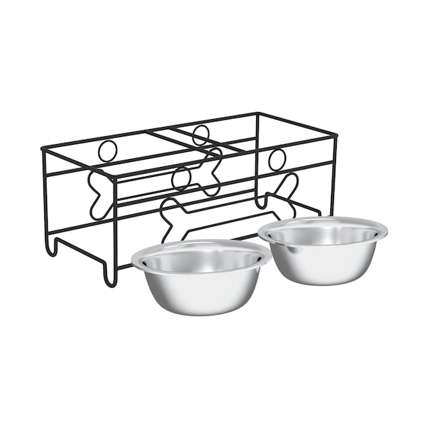 Pet Adobe Pet Adobe Modern Double Elevated Dog Bowls, Black - 177748ZMA