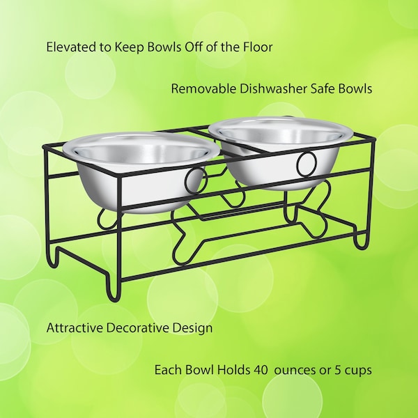 Pet Adobe Pet Adobe Modern Double Elevated Dog Bowls, Black - 177748ZMA