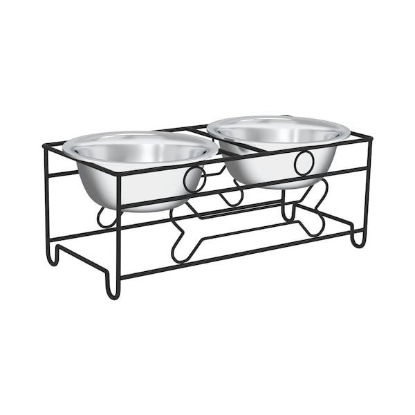 Pet Adobe Pet Adobe Modern Double Elevated Dog Bowls, Black - 177748ZMA