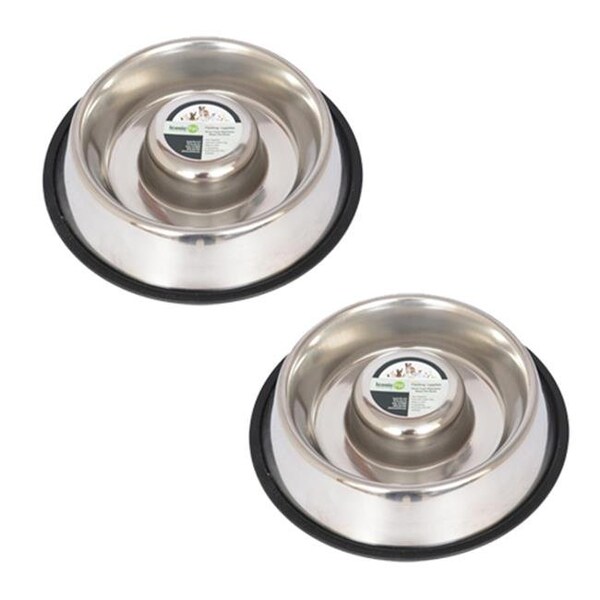 Iconic Pet Llc Iconic Pet 51440 48 oz. Slow Feed Stainless Steel Pet Bowl - Large - 51440