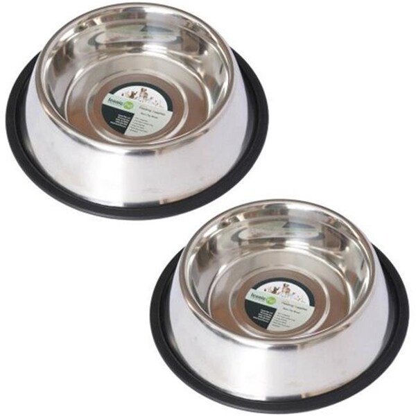 Iconic Pet Llc Iconic Pet 51412 16 oz Stainless Steel Non-Skid Pet Bowl for Dog Or Cat; Pack of 2 - 51412