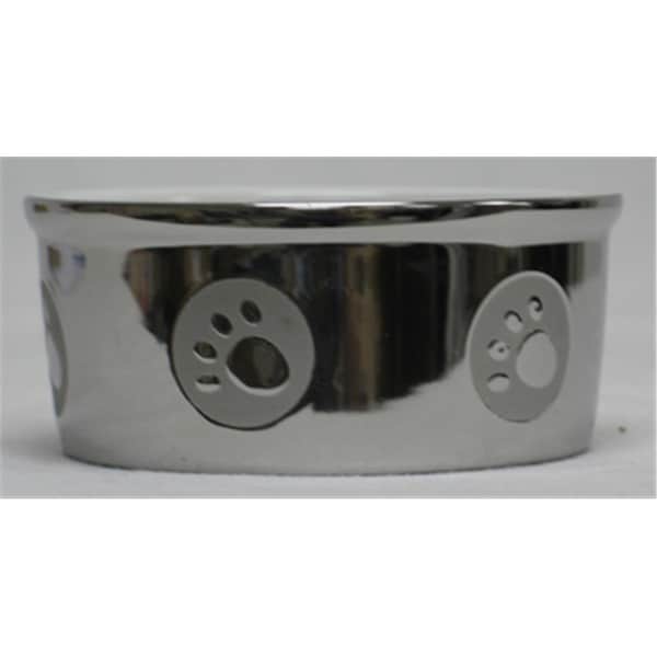 Beloved Petmate 6828 5 in Paw Print Titanium Dog Dish - Silver - 5in. - BE2773063