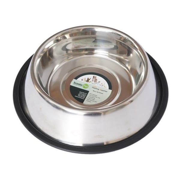 Iconic Pet Iconic Pet 92012 32 oz Stainless Steel Non - Skid Pet Bowl for Dog or Cat - 4 Cup - 92012