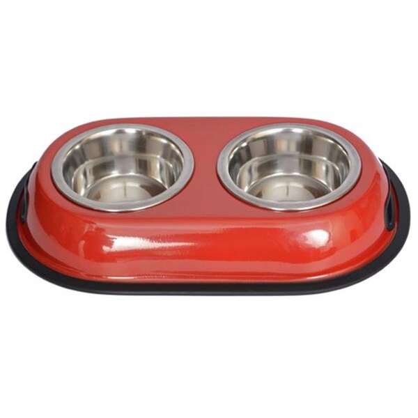 Reincarnation 32 oz. Color Splash Stainless Steel Double Diner - Red - RE499686