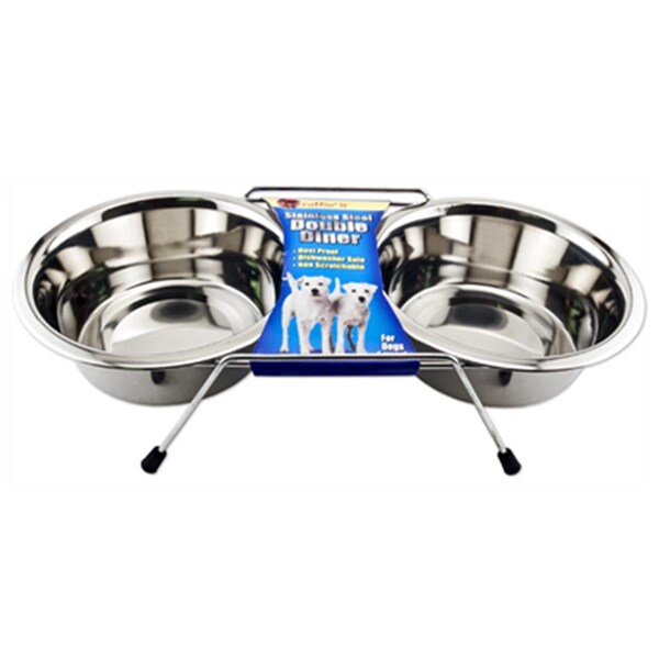 Westminster Pet Products 19432 Stainless Steel Double Diner Raised Pet Bowls - WE575389