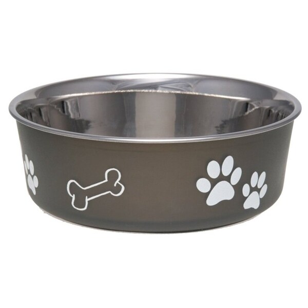 Loving Pets Pet Feeding Bowl, L, 52 oz Volume, Polyresin/Stainless Steel, Espresso - 7406LE