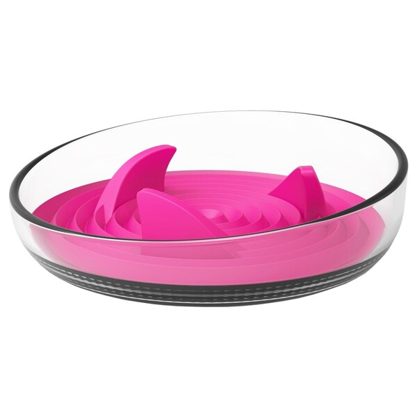 Petpurifiers Cirlicue Shark Fin Shaped Modern Slow Feeding Pet Bowl, Pink - One Size - PE3164157