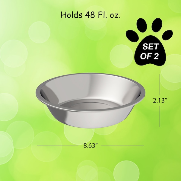 Pet Adobe Set of 2 Stainless Steel Hanging Pet Bowls for Food and Water, Dogs / Cats 48-Fl Oz - 975685JCY