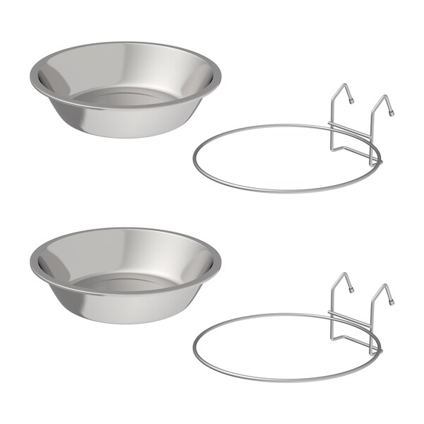 Pet Adobe Set of 2 Stainless Steel Hanging Pet Bowls for Food and Water, Dogs / Cats 48-Fl Oz - 975685JCY