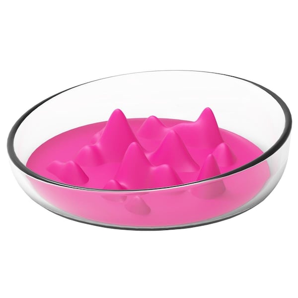 Petpurifiers Cirlicue Mountain Shaped Modern Slow Feeding Pet Bowl, Pink - One Size - PE3169837