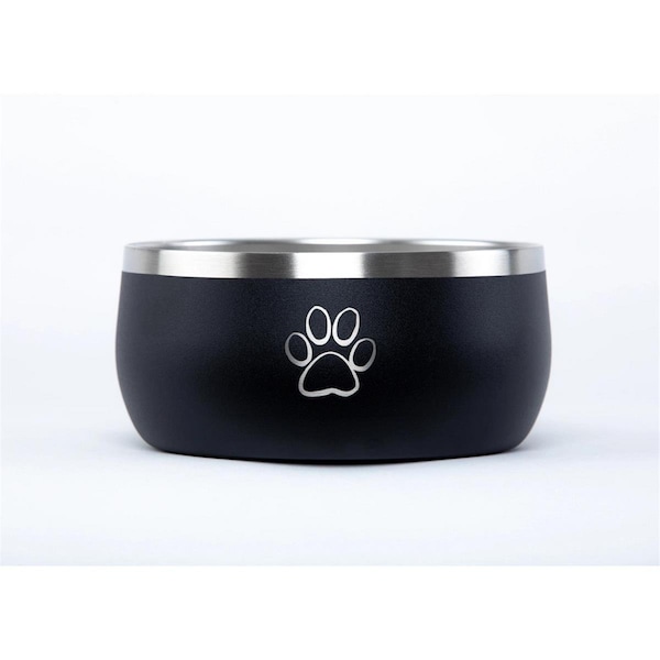 Good Life Gear 34 oz Double Wall Stainless Steel Pet Bowl, Powder Coat Black - Medium - SF7010 M BLACK