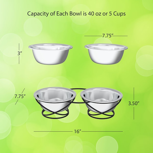 Pet Adobe Stainless Steel Elevated 2-piece Pet Bowls with Decorative 3.5 in Stand for Dogs/Cats, 40 oz - 655130HHU