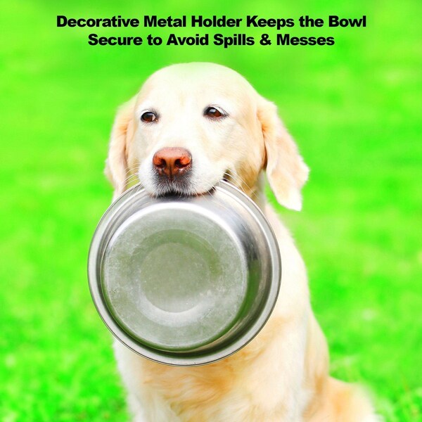Pet Adobe Stainless Steel Elevated 2-piece Pet Bowls with Decorative 3.5 in Stand for Dogs/Cats, 40 oz - 655130HHU