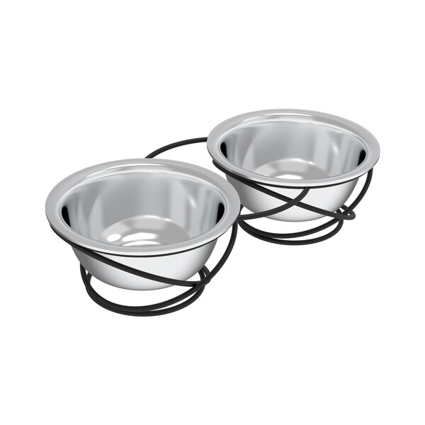 Pet Adobe Stainless Steel Elevated 2-piece Pet Bowls with Decorative 3.5 in Stand for Dogs/Cats, 40 oz - 655130HHU