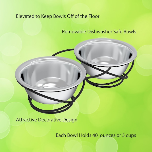 Pet Adobe Stainless Steel Elevated 2-piece Pet Bowls with Decorative 3.5 in Stand for Dogs/Cats, 40 oz - 655130HHU