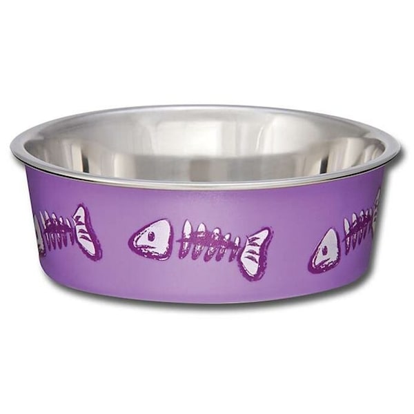 Bella Loving Pets Bella Purple Fish Skeleton Stainless Steel 1 cups Pet Bowl For Cat - 7751