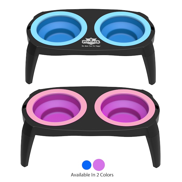 Pet Adobe Elevated Pet Bowls with Non-Slip Stand for Food and Water, Dogs / Cats 16-ounce Each, Pink - 986153RPH