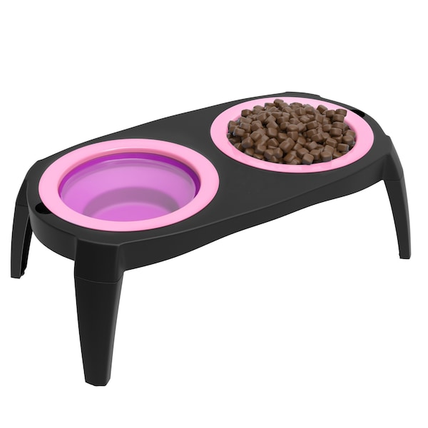 Pet Adobe Elevated Pet Bowls with Non-Slip Stand for Food and Water, Dogs / Cats 16-ounce Each, Pink - 986153RPH