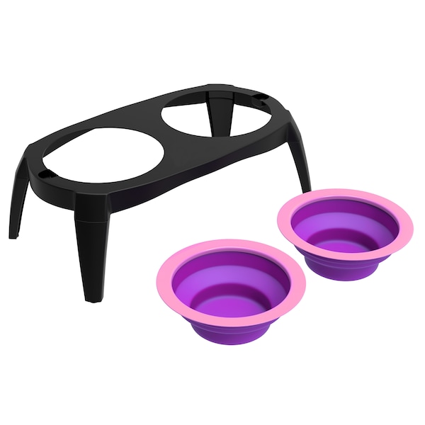 Pet Adobe Elevated Pet Bowls with Non-Slip Stand for Food and Water, Dogs / Cats 16-ounce Each, Pink - 986153RPH